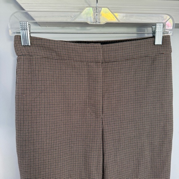 Aritzia Babaton Numero Mid-Rise Slim-Fit Trouser Pants Houndstooth Brown Black 2 - Picture 5 of 10
